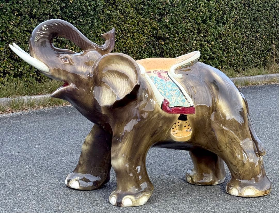 引き取り3千引き 大型♪ 乗れるサイズ ベンチ 象 ゾウ 置物