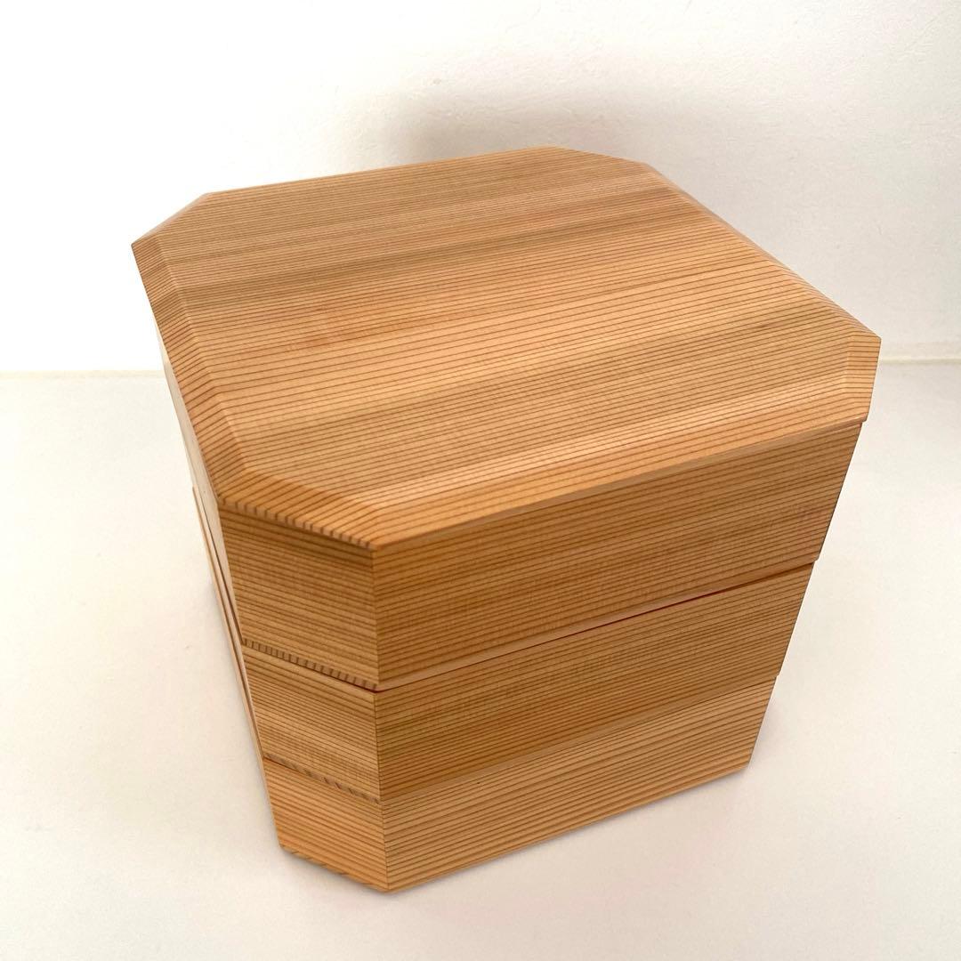 【未使用品】大館工芸社　秋田杉　隅切三段重 重箱 6.5寸