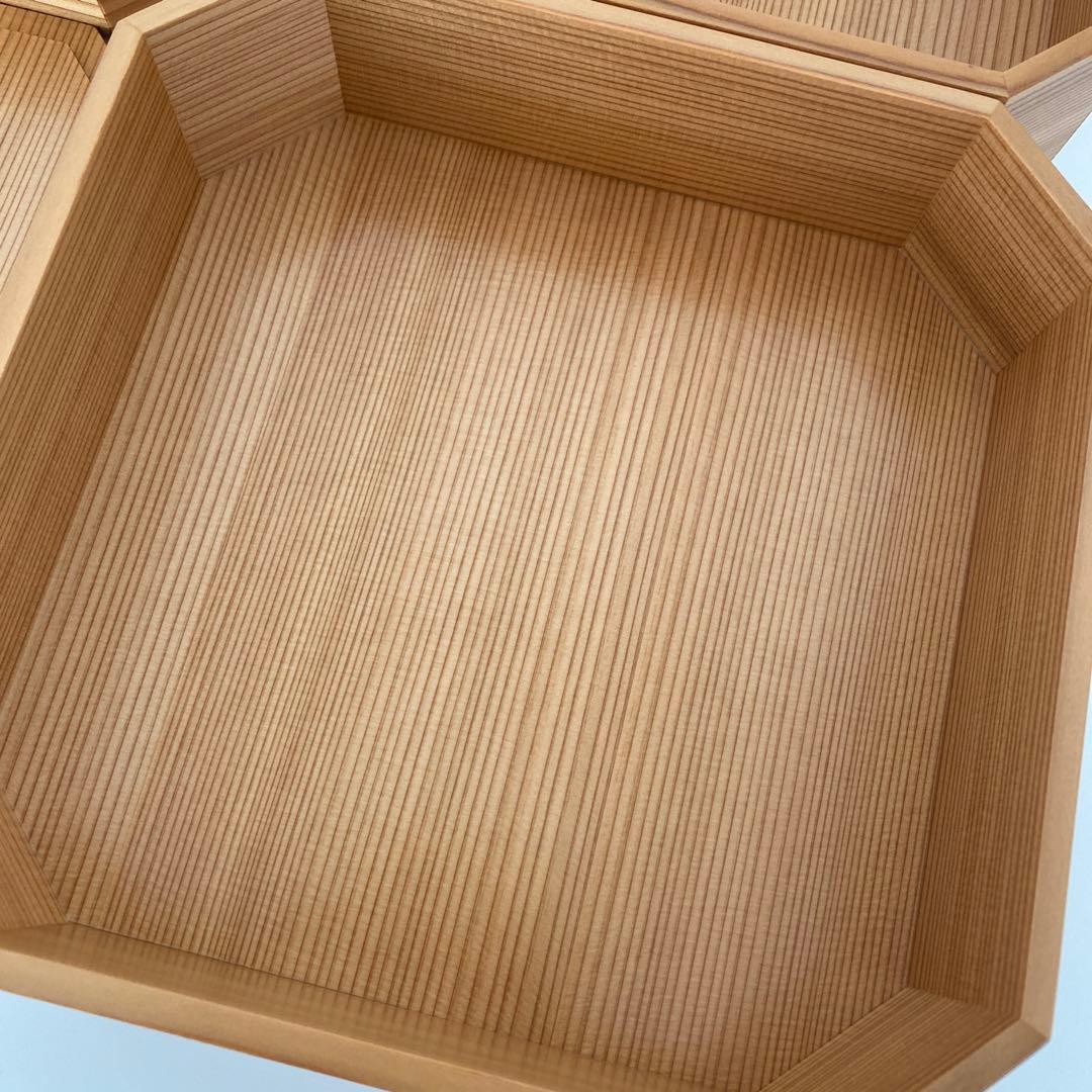 【未使用品】大館工芸社　秋田杉　隅切三段重 重箱 6.5寸
