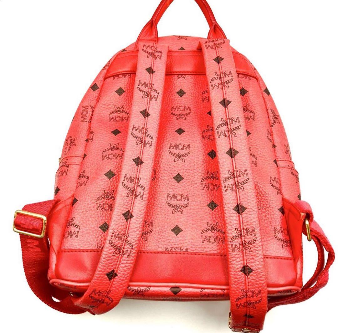 【 MCM スタッズ リュック レッド 】N79 エムシーエム ブランド 赤