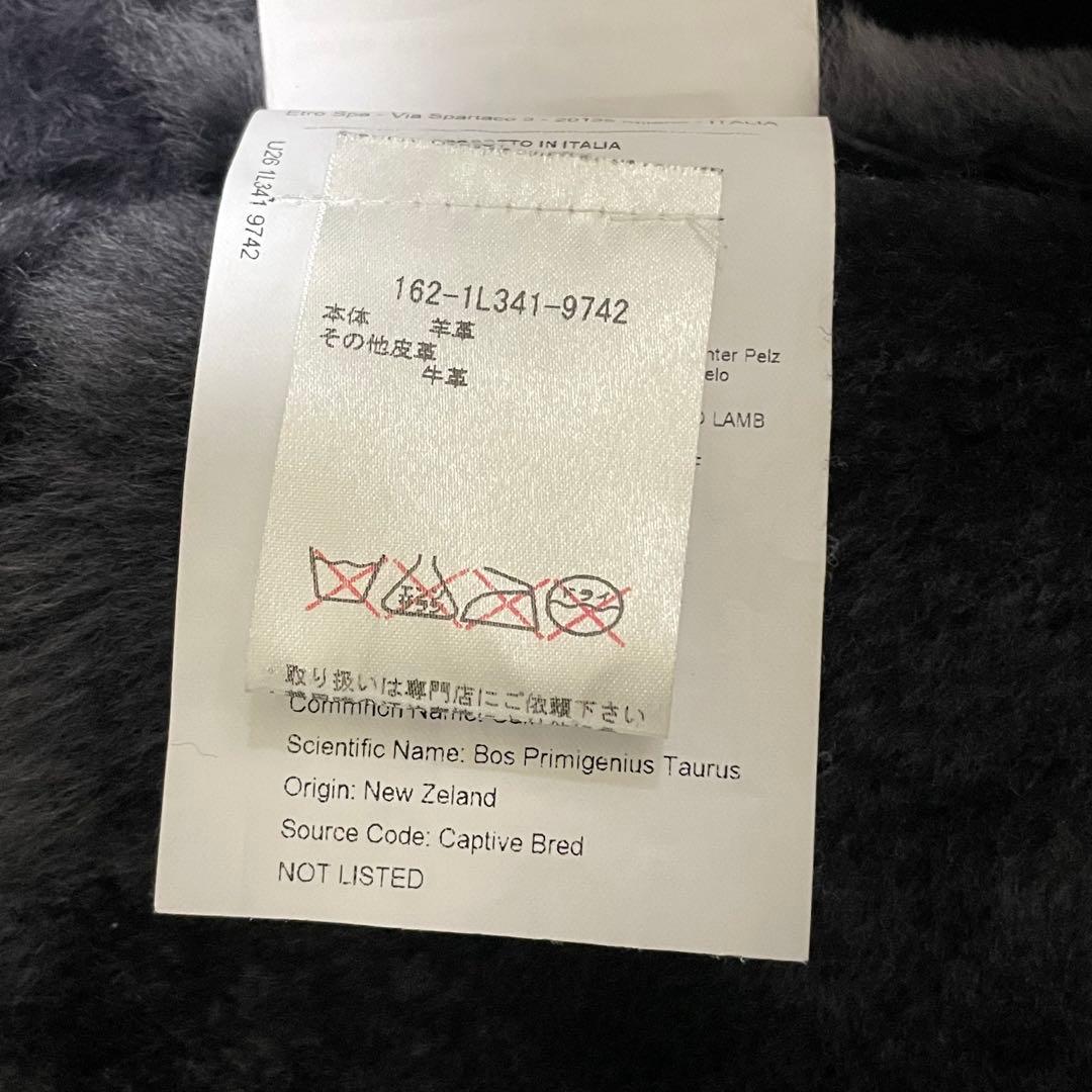 ETRO エトロ ムートン コート ペイズリー裏地 48 羊革 牛革