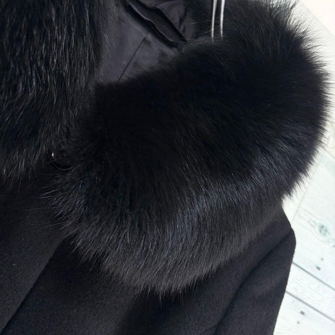 ☆美品☆ アナイ　アンゴラロングコート　ブルーフォックスファー襟　ベルト付き