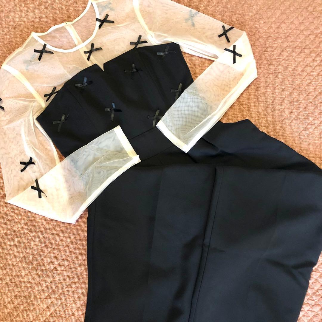 LAGUNAMOON ラグナムーン LADYリボンパンツドレス 黒 オケージョン