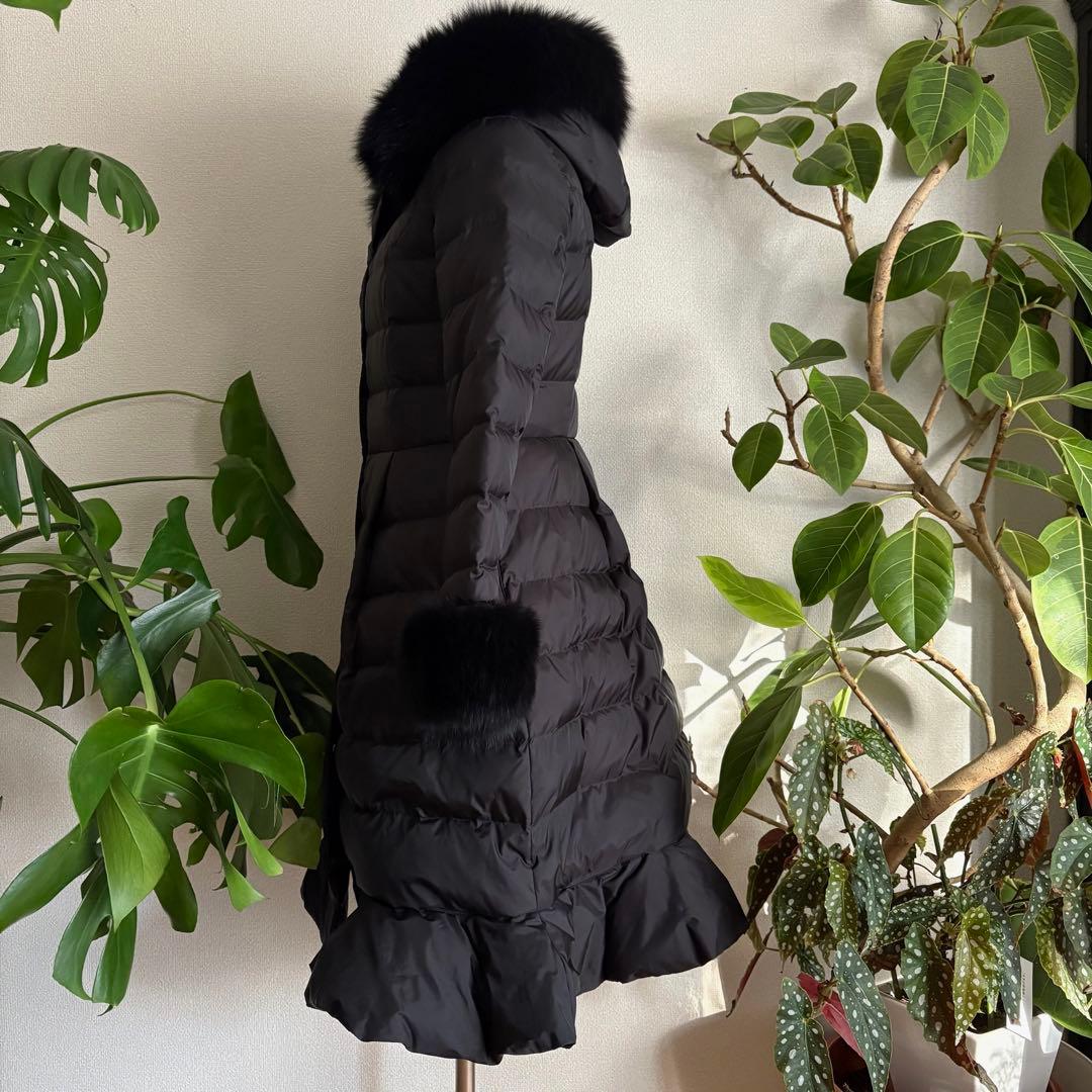 chestyロングダウンフォックスファー付きブラックA124