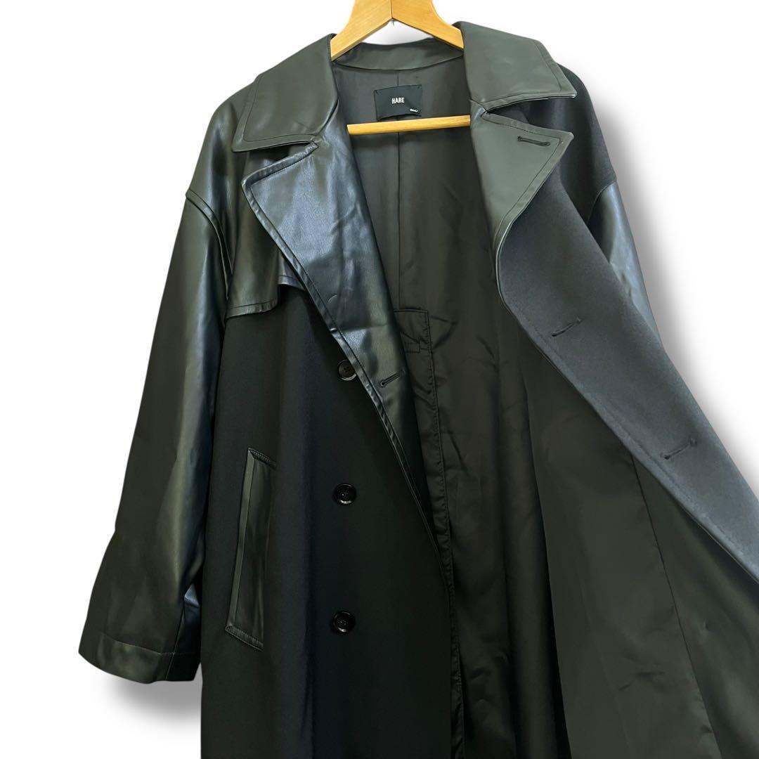 HARE ハレ レザー切り替え トレンチコート ブラック S 美品
