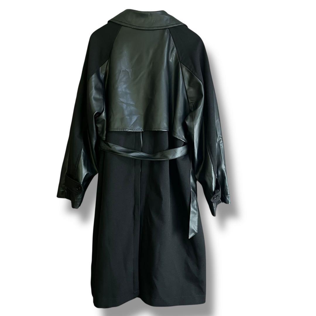 HARE ハレ レザー切り替え トレンチコート ブラック S 美品