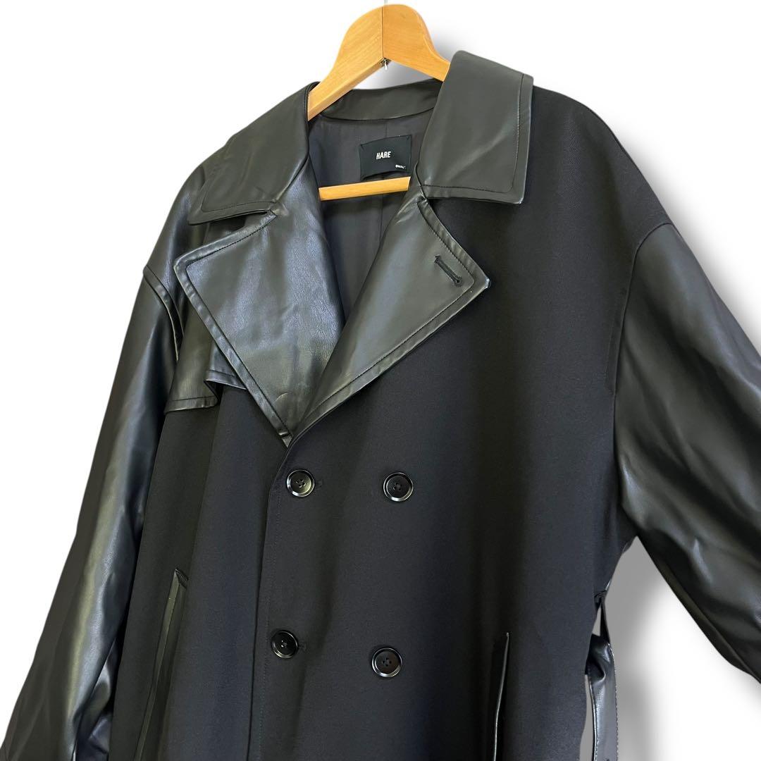 HARE ハレ レザー切り替え トレンチコート ブラック S 美品