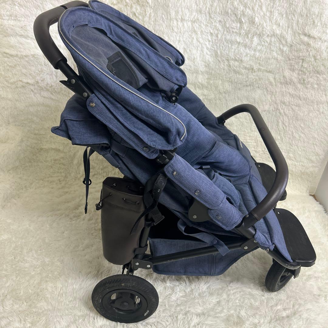【美品】エアバギー　ココダブル　フロムバースex ネイビー　二人乗りベビーカー
