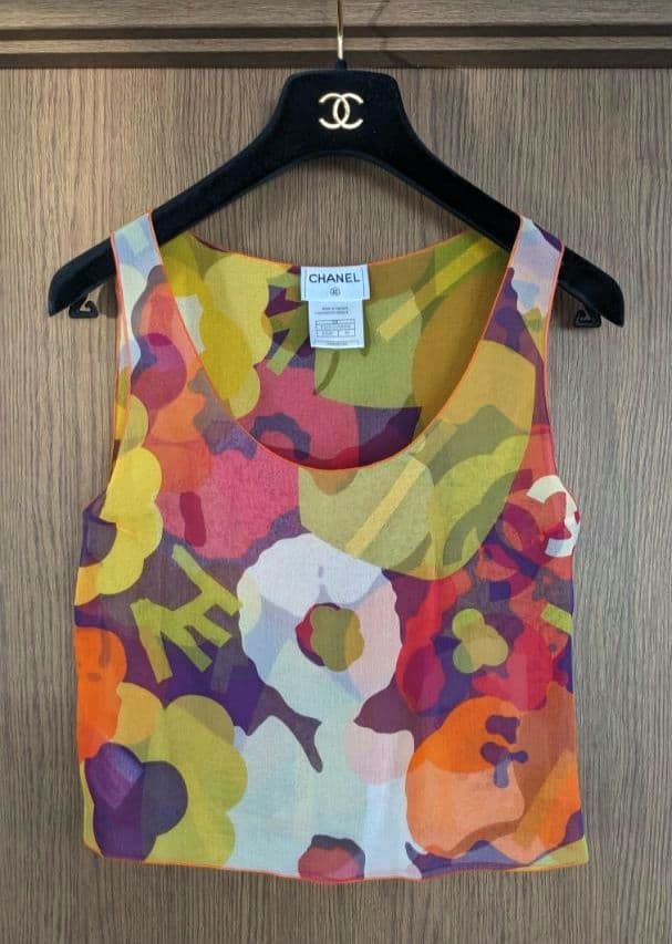 CHANEL シルク タンクトップ ブラウス ココマーク シャネル 38