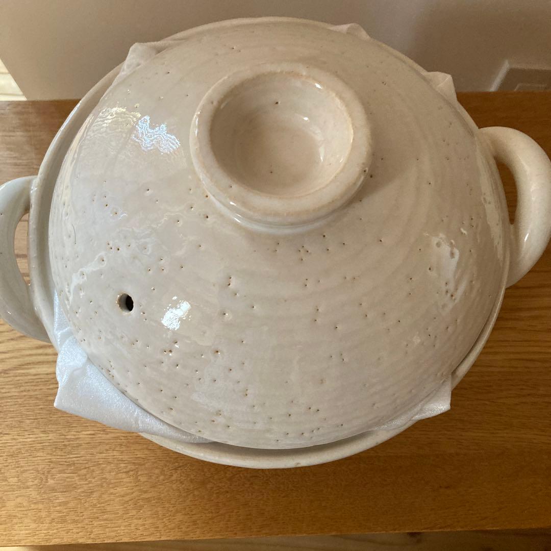 長谷園　ヘルシー蒸し鍋　中　￼土鍋　白