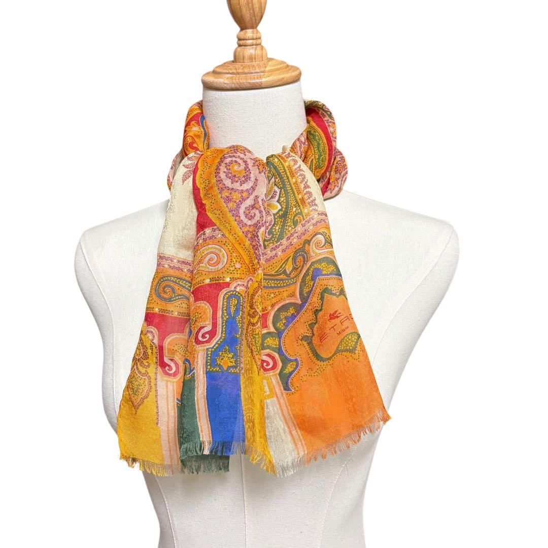 ETRO エトロ シルク100% ペイズリー 長方形 ストール