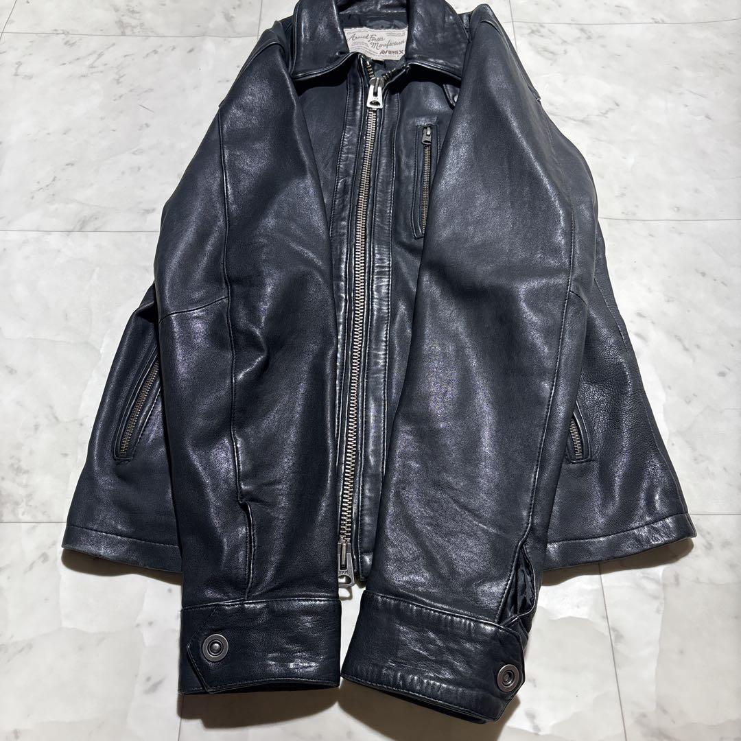 AVIREX ブラック シングルライダースジャケット M ブラック　レザー