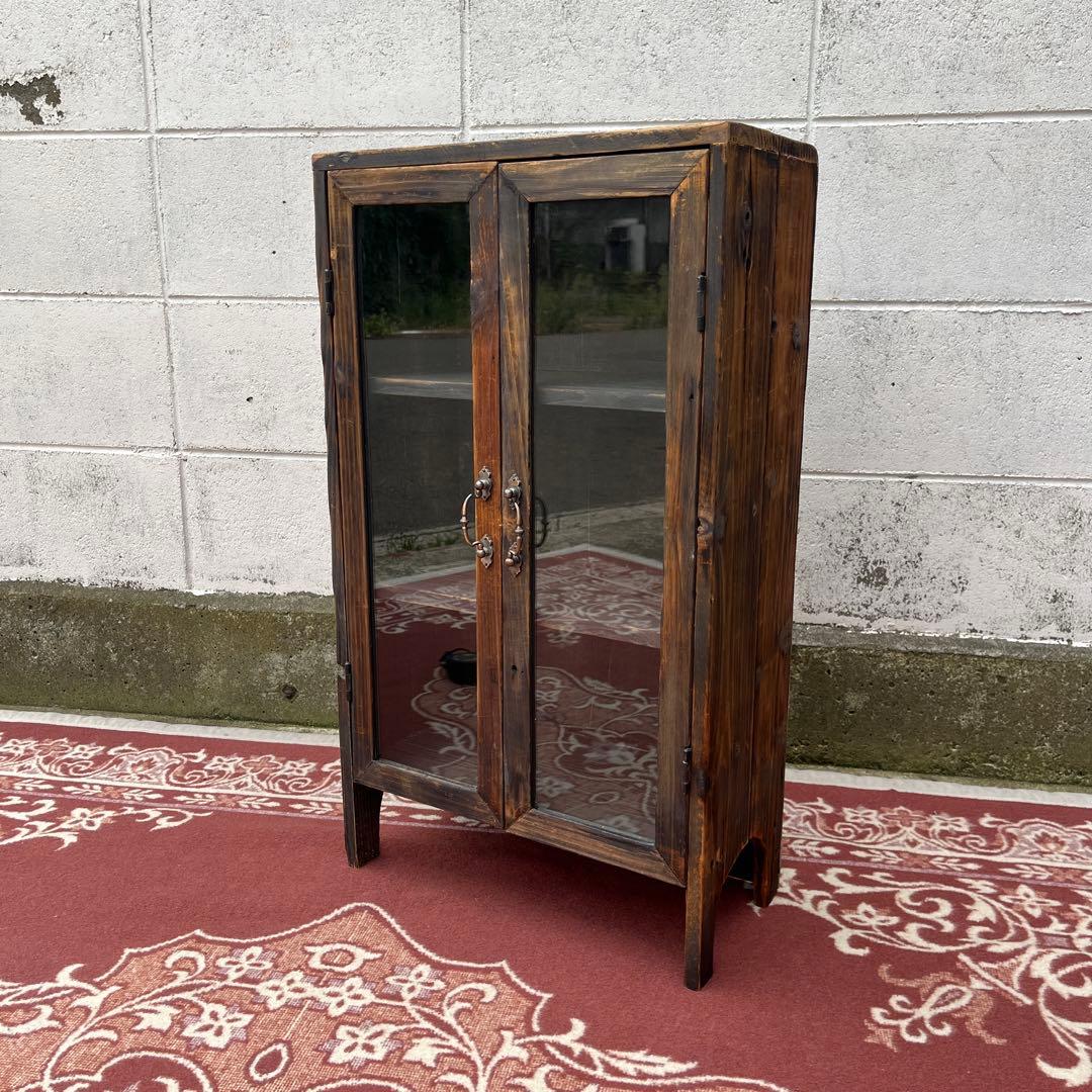 古材 木製キャビネット 整理棚 収納棚 アンティークデザイン 木製家具