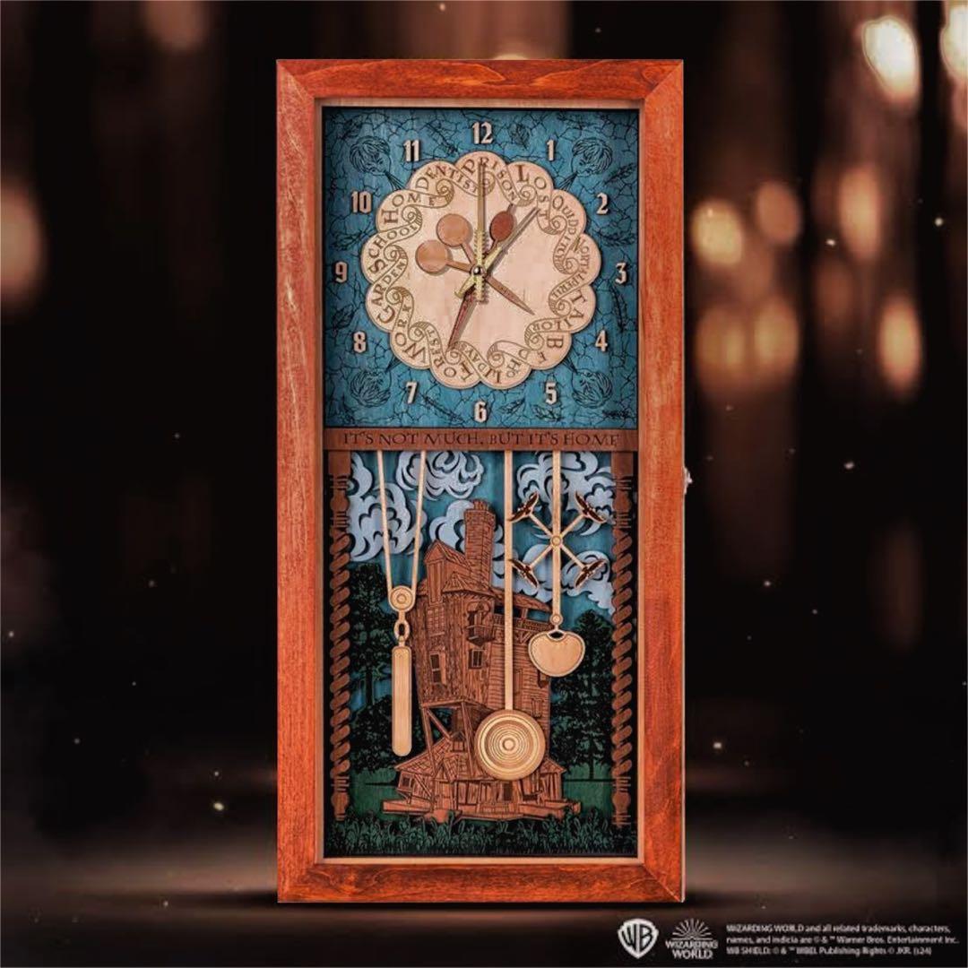 ハリーポッター公式品ウィーズリー家の木製掛け時計 レプリカ アンティーク 限定版