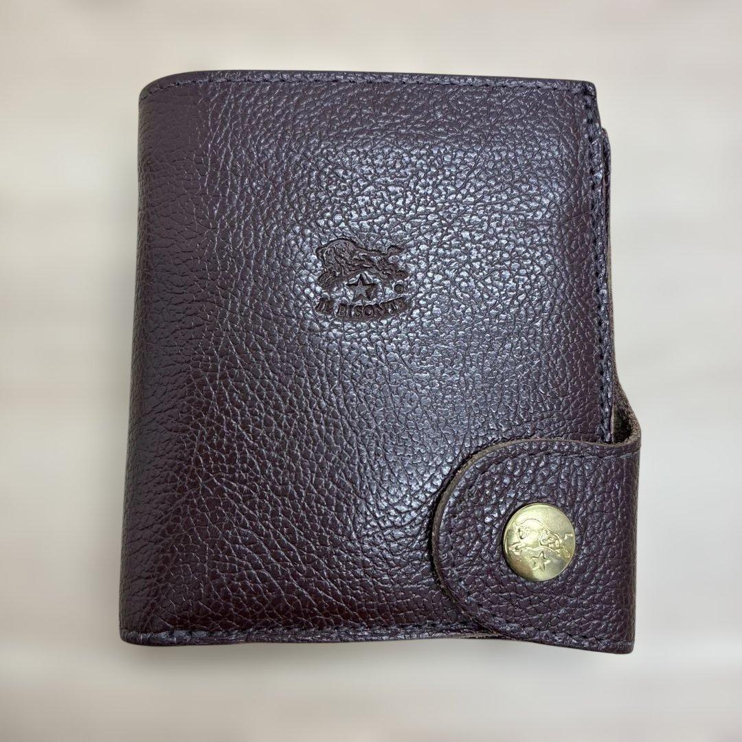 美品　イルビゾンテ　折り財布　オールレザー　ロゴ刻印　ダークブラウン