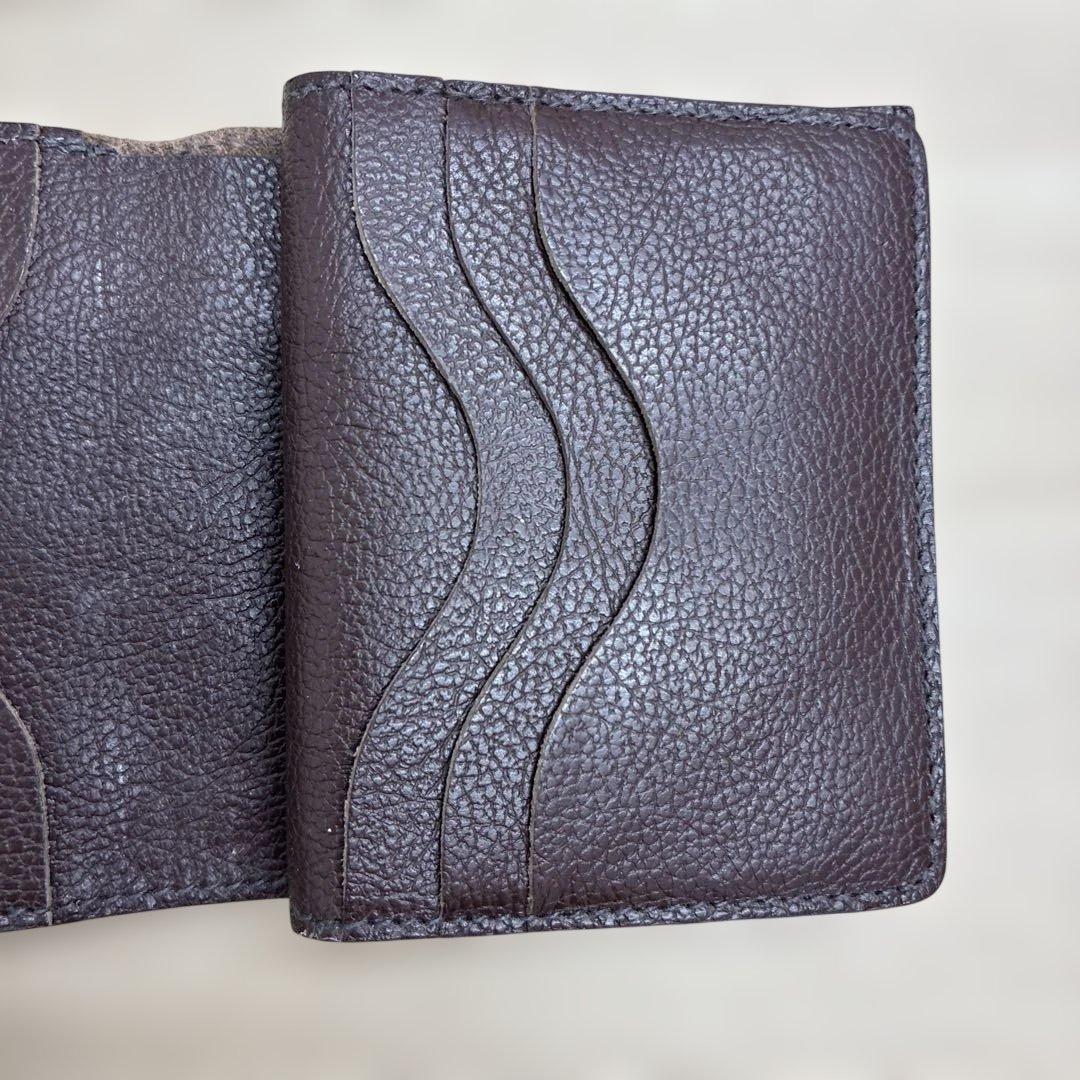 美品　イルビゾンテ　折り財布　オールレザー　ロゴ刻印　ダークブラウン