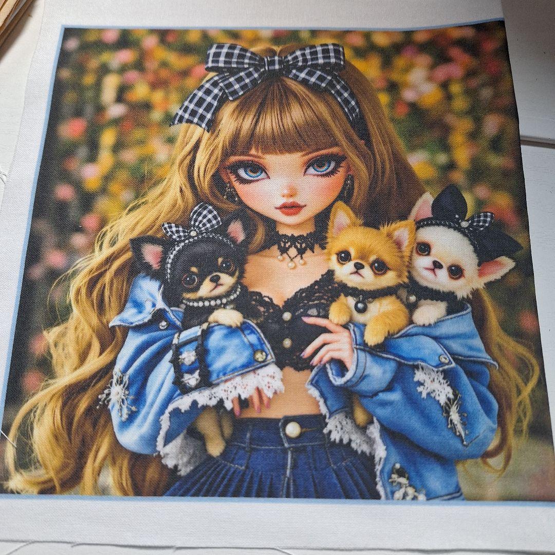 激レアトイプードルパネル生地　ハンドメイド