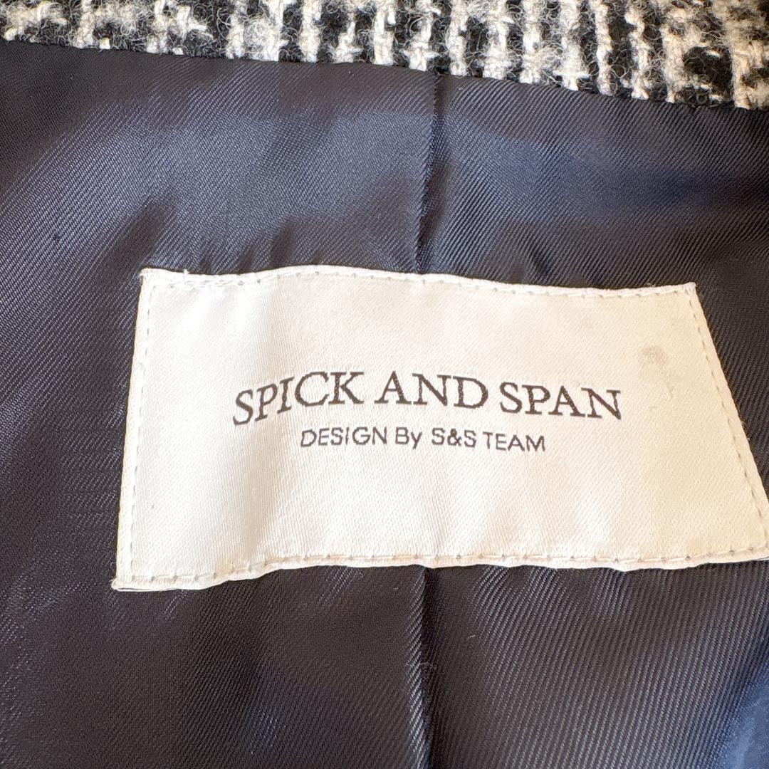 美品スピックアンドスパン⭐️チェック シルク混 ウールチェスターコート 36