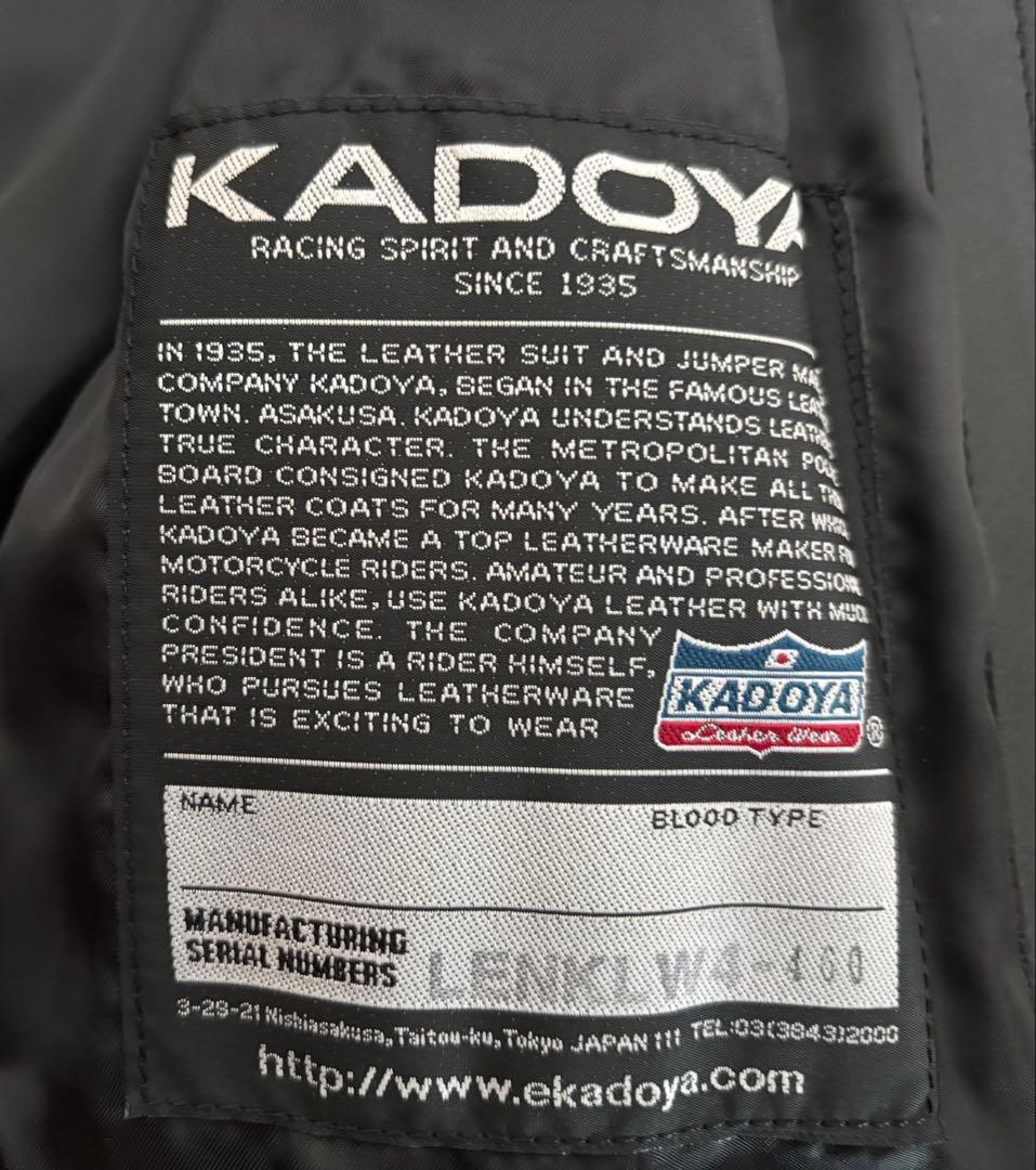 KADOYA レザージャケット LENKL W4ブラック サイズXS