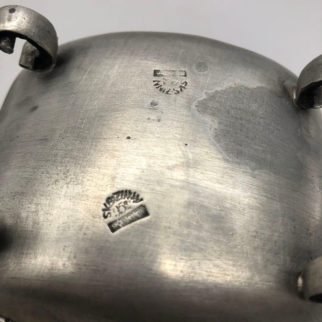 アンティークAntik SKS Zinnドイツ製すず錫ピューター蓋付き小物入れ