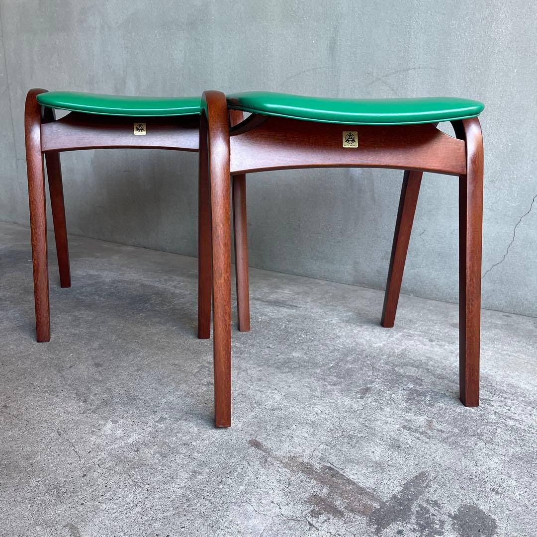 美品　秋田木工　スタッキング スツール 剣持勇　2脚