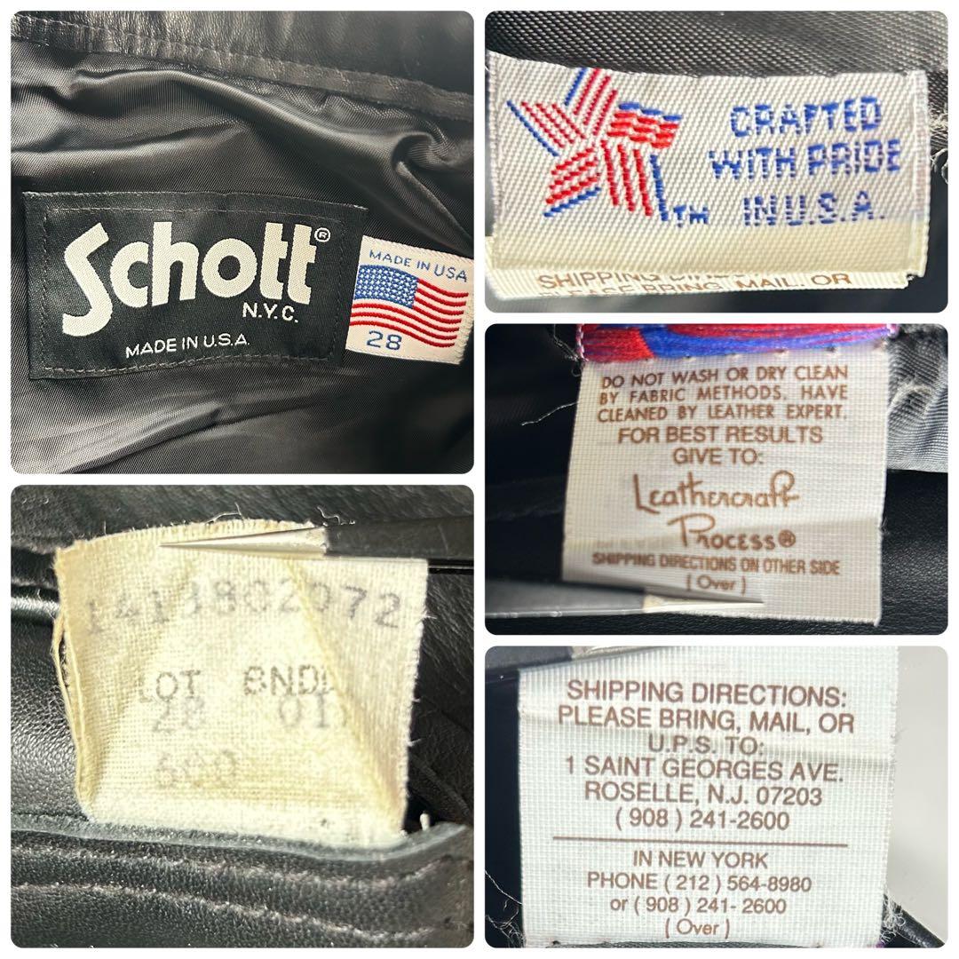 美品✨ ショット レザーパンツ USA製 ブラック W28