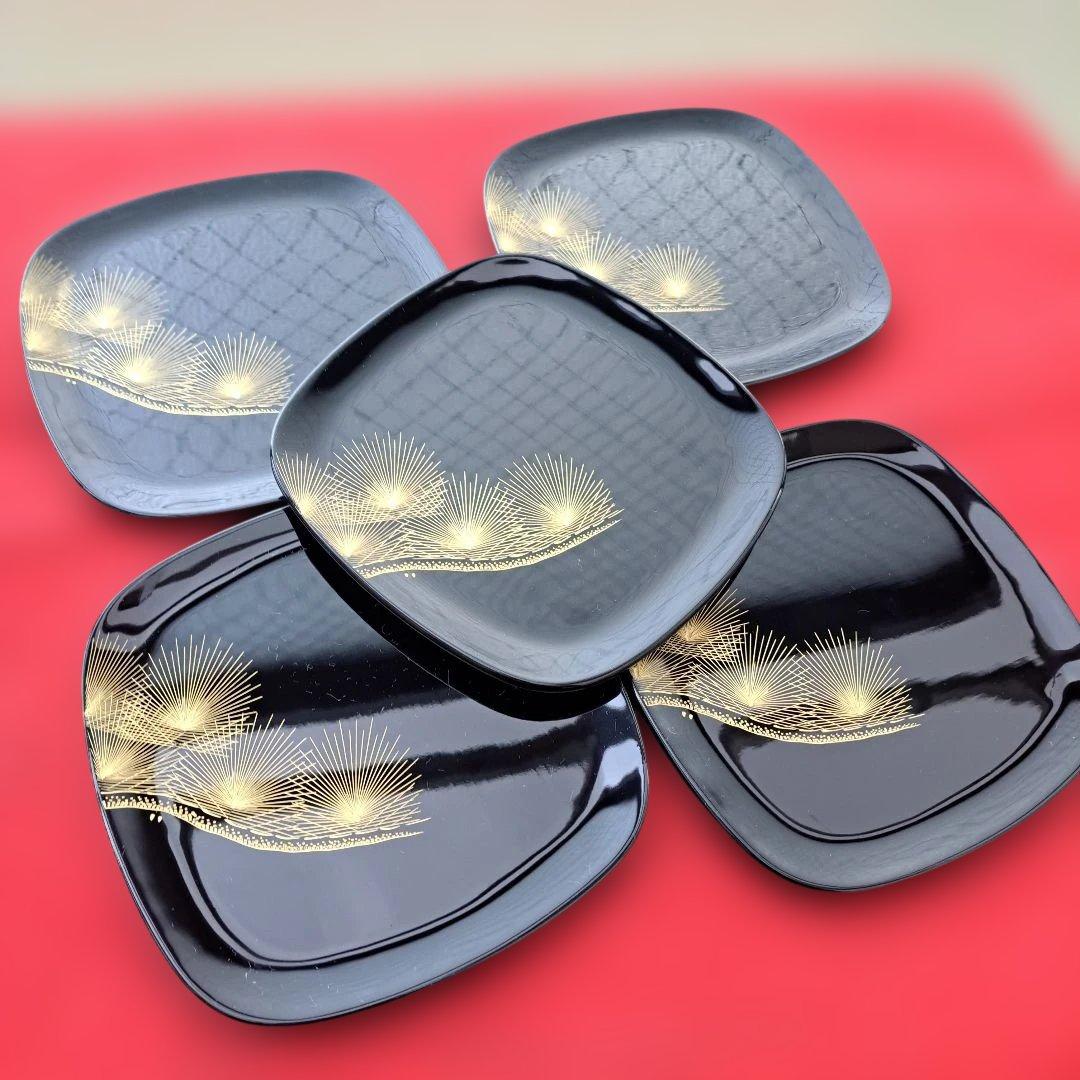 【輪島塗　老舗大雅堂　おもてなし揃】布着本堅地　枝松沈金　鏡面　黒塗　長期保管品