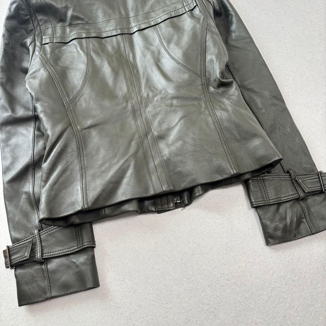 leather jacket blouson khaki 本革 短丈 Y2K