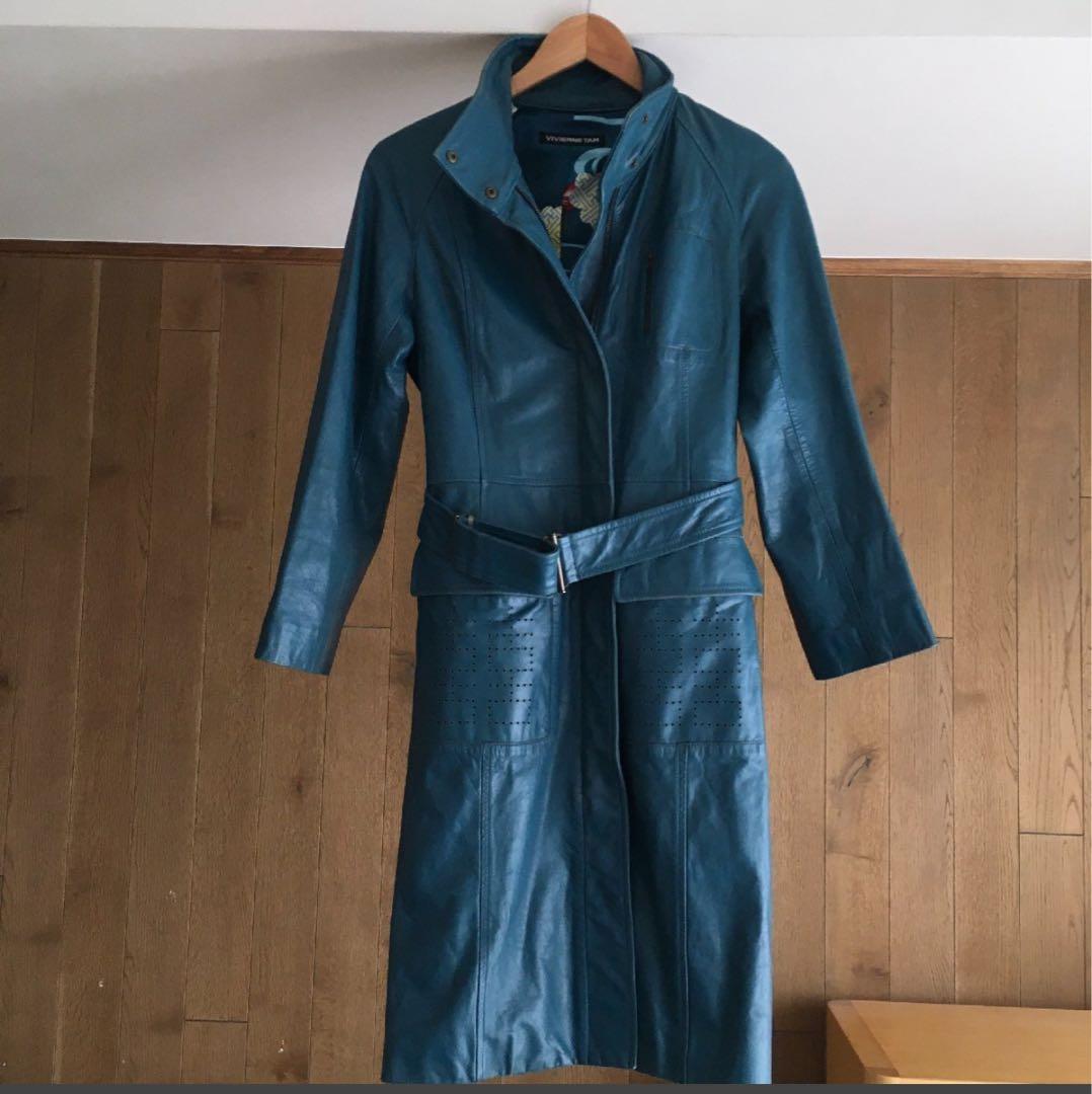 VIVIENNE TAMヴィヴィアンタム　裏地柄　牛革　レザー　ロング　コート0