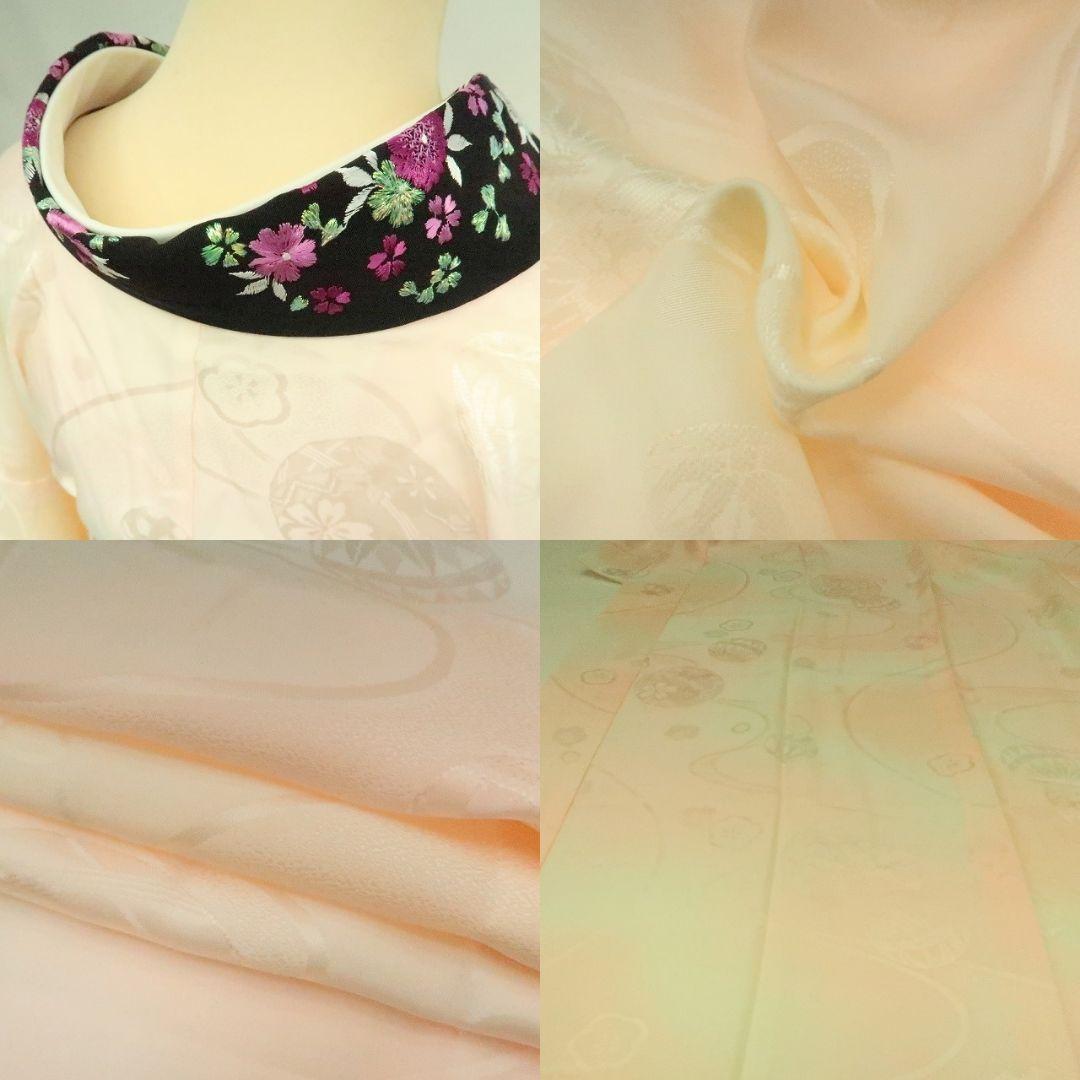 ｍ2182＊美品 正絹 牡丹 刺繍 トール 手縫い仕立て 振袖・襦袢2点セット