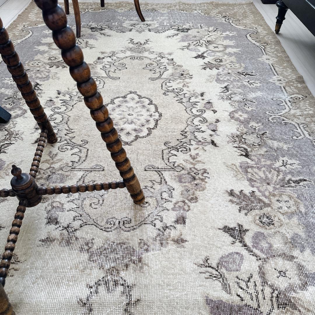 トルコ ヴィンテージラグ A118 超大判 定番 レア ベージュ カーキ グレー