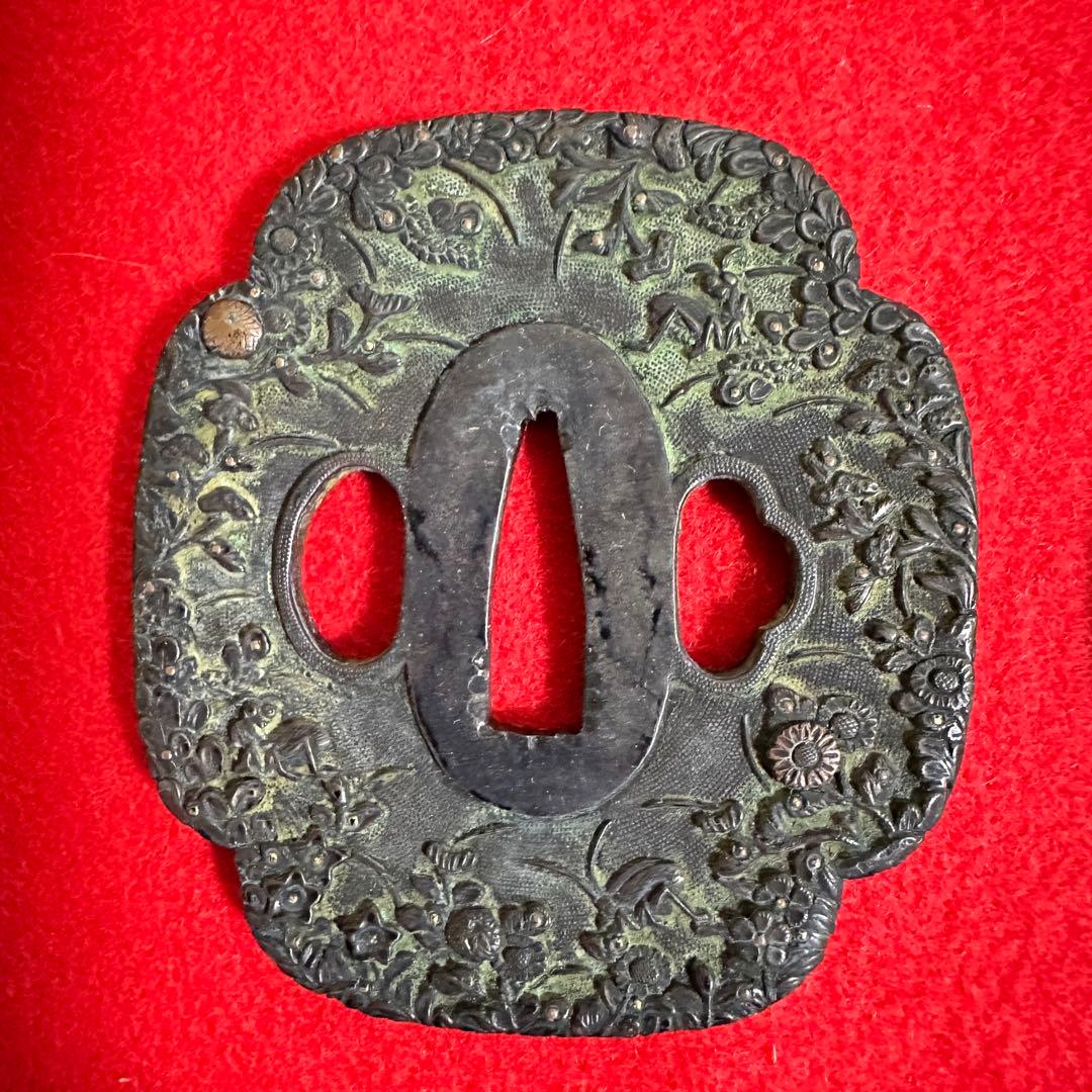 鉄地　金象嵌刀装具 鍔 刀鍔 骨董品 鉄地 鐔 武具　鉄瓶蓋 10個セット