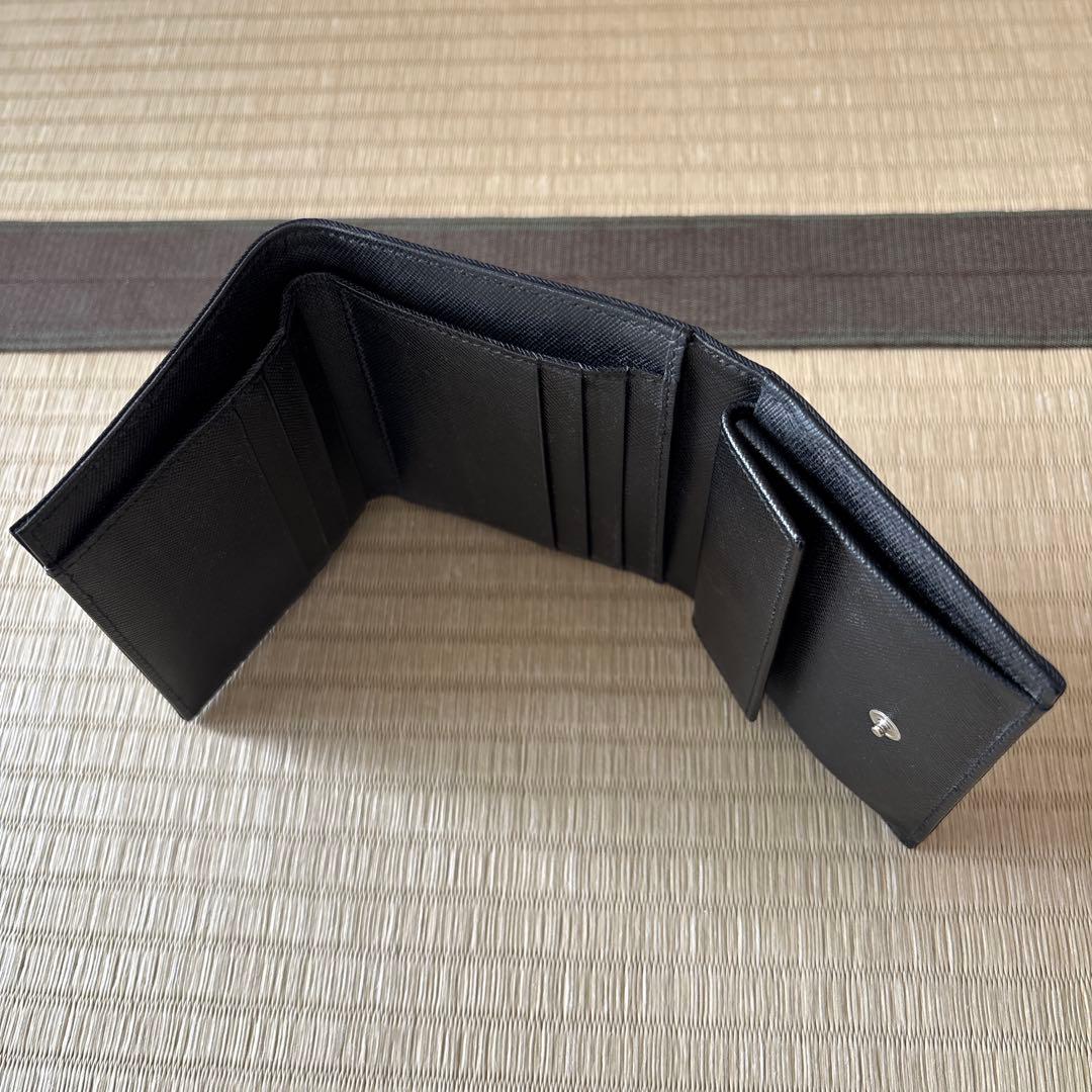 PRADA プラダ 黒 ナイロン/レザー 三つ折り財布 ギャランティカード付き