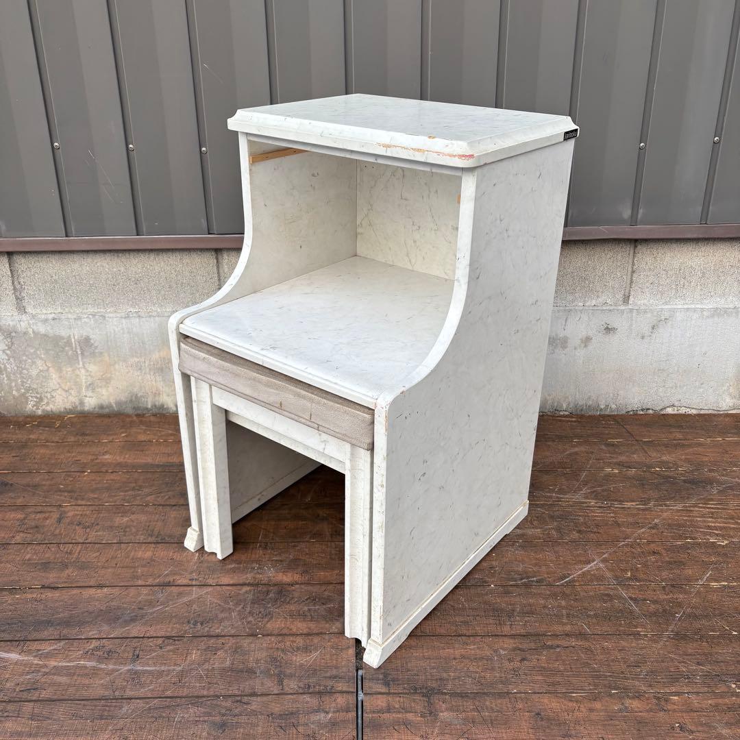 C1北欧レトロ カリモク家具 木製ドレッサーテーブル 収納椅子付きサイドテーブル