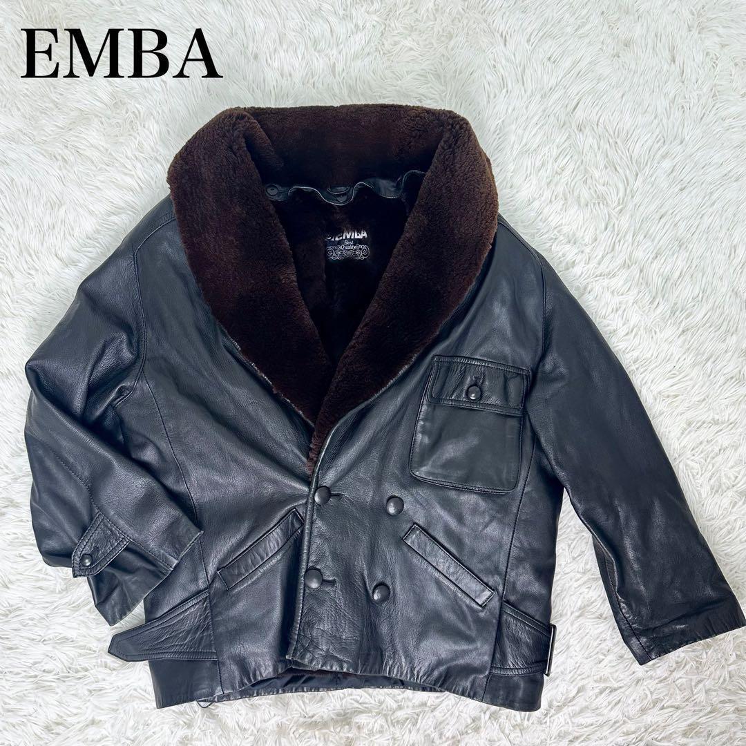 ✨超高級✨ EMBA スペインラムレザー ジャケット ファー 本革 ヴィンテージ