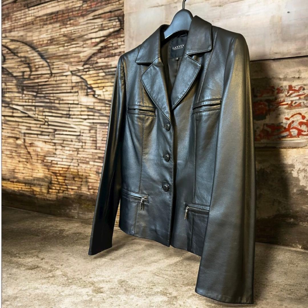 【美品】LANVIN ランバンレザーテーラードジャケット 38サイズ