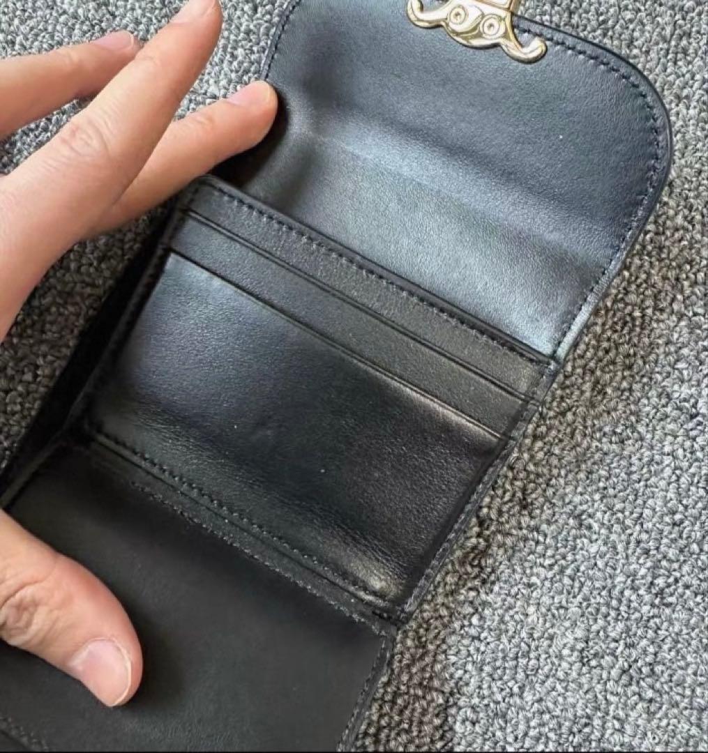 CELINE セリーヌ トリオンフ スモールウォレット三つ折り財布 ブラック☆