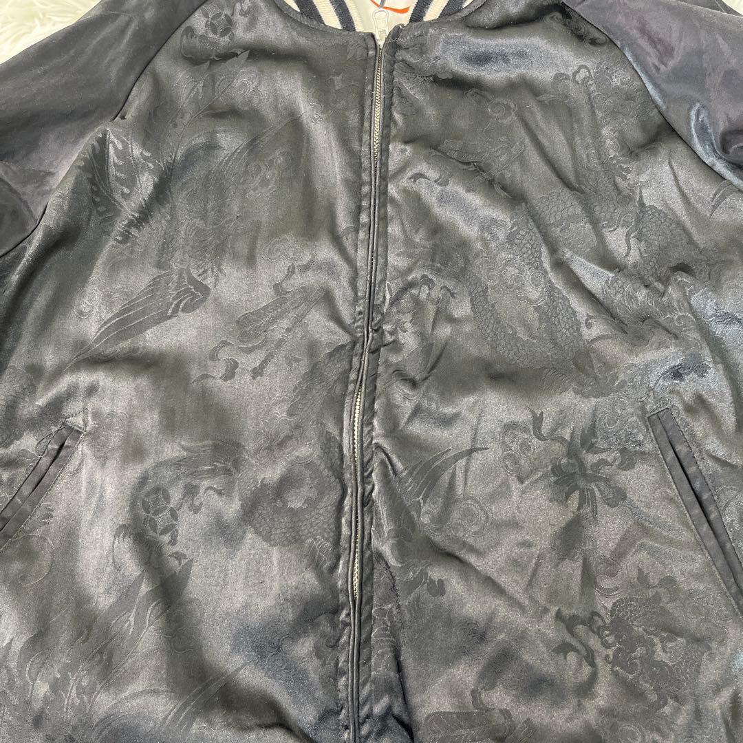 絡繰魂 スカジャン リバーシブル 龍 雷神 刺繍