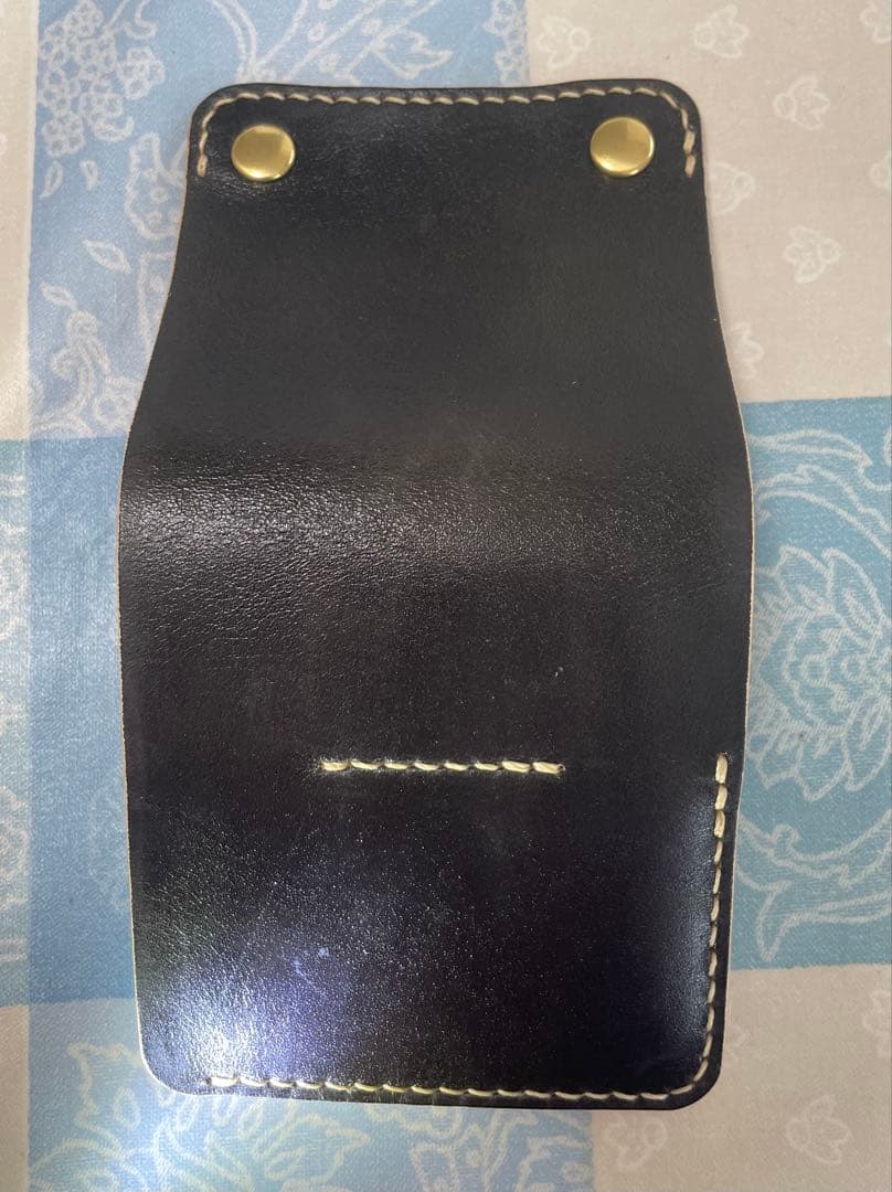 トラッカーウォレット　part8 薄型コンパクト二つ折り　黒　本革　ハンドメイド