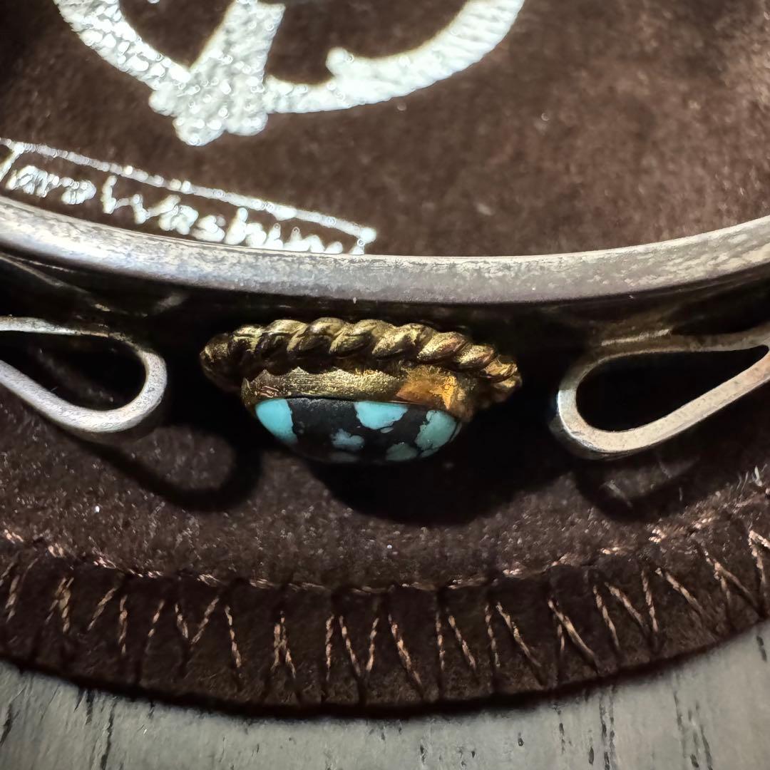 希少 鷲見太郎 ターコイズ 金巻 先金 フェザー K18 SV バングル