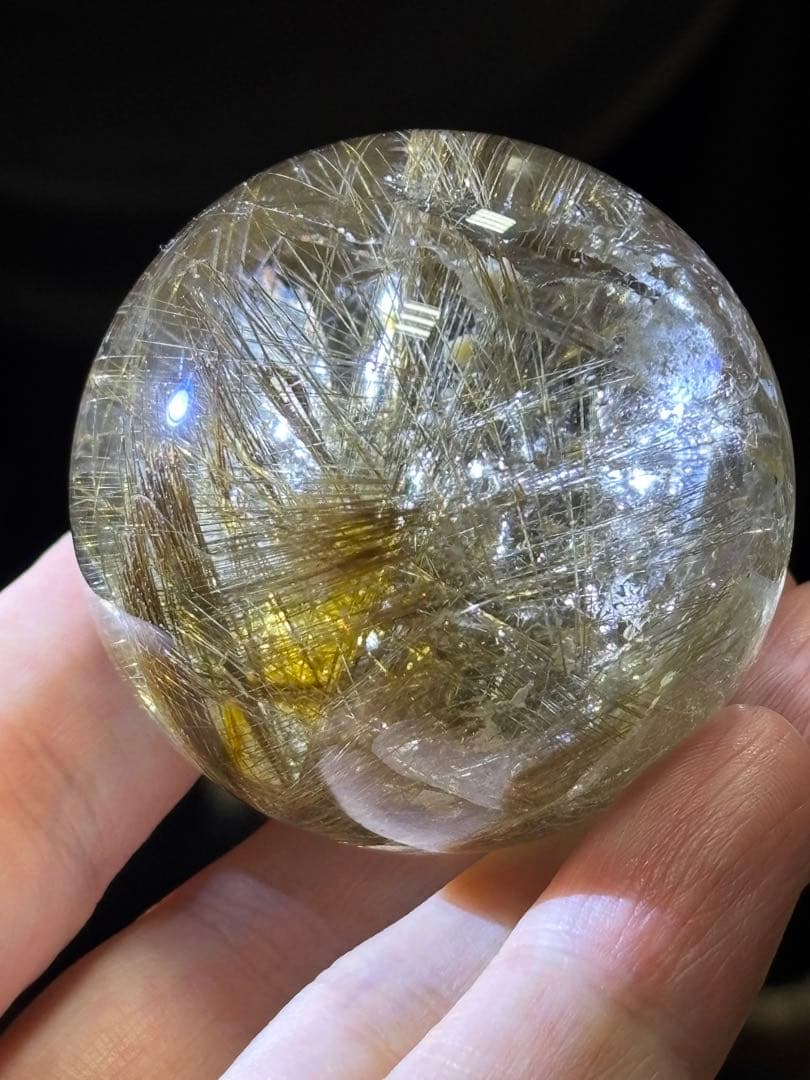 デビルルチルクォーツスフィア　ゴールドルチル&シルバールチル共生　4.73cm