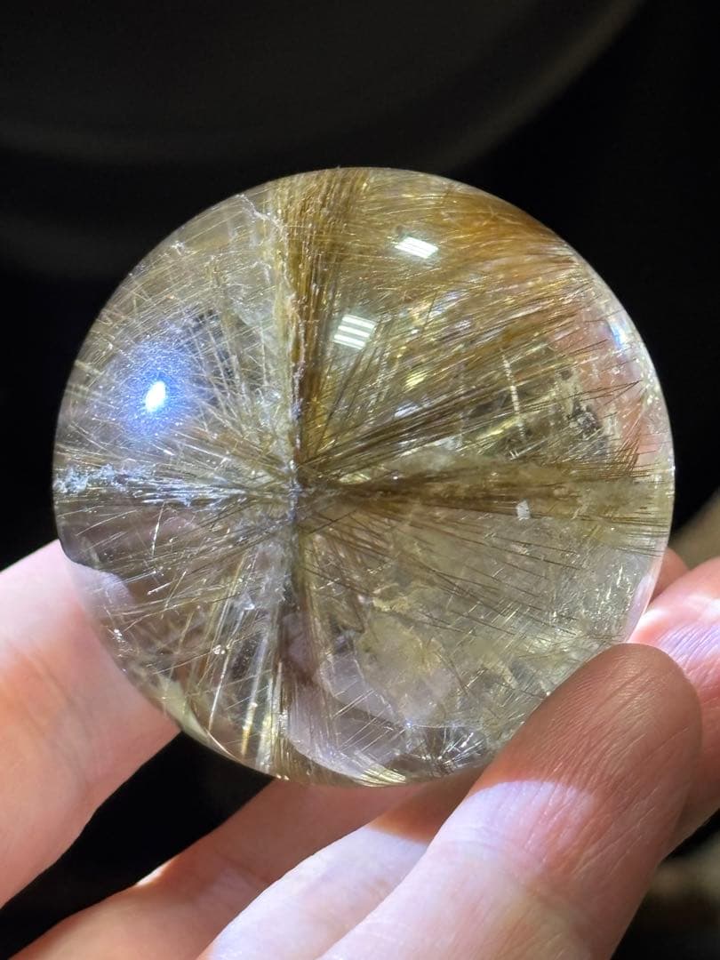 デビルルチルクォーツスフィア　ゴールドルチル&シルバールチル共生　4.73cm