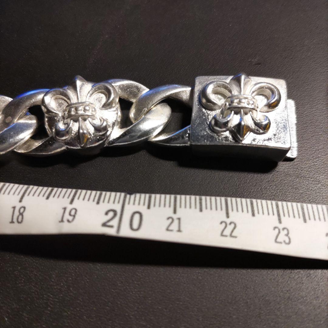 百合紋章シルバーチェーンブレスレットS925刻印あり