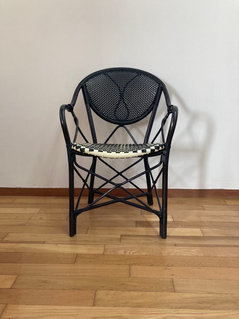 【極美品】ヤマカワラタン アームチェア カフェチェア 籐椅子 山川ラタン