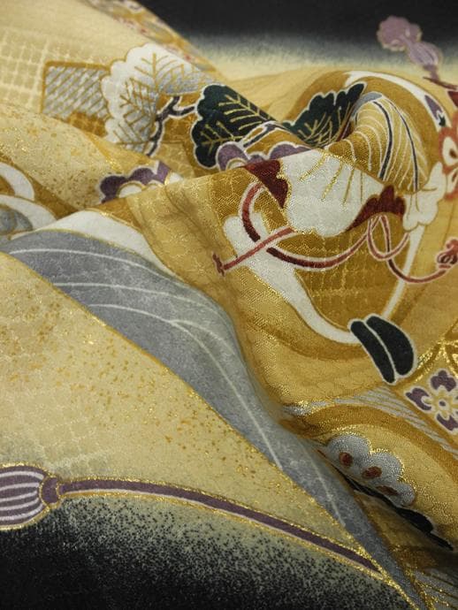 七五三・お祝い着に ◇黒色系　兜◇5歳男の子着物・羽織・袴セット6039【中古】