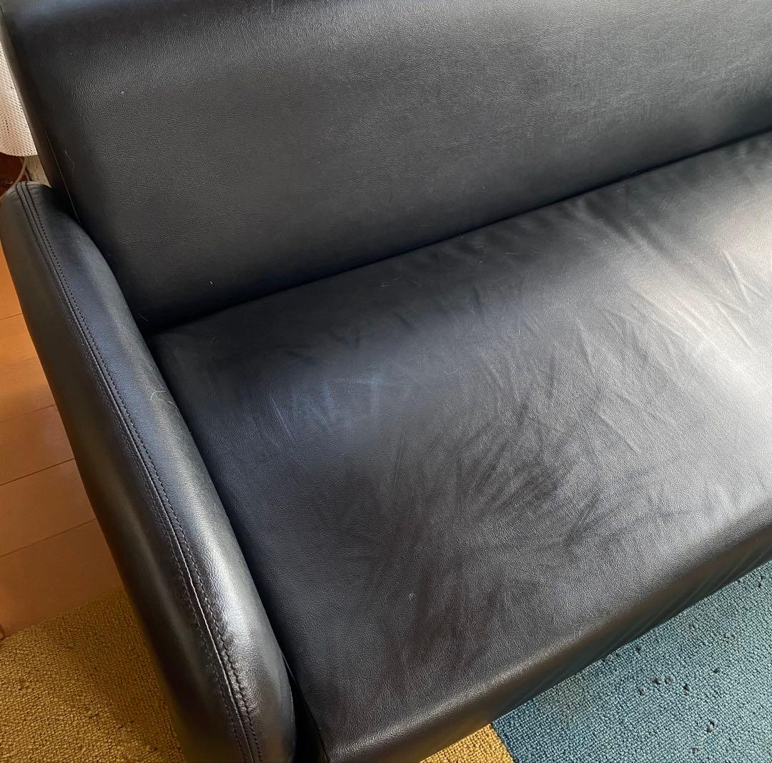 ご成約済み　合成皮革　2人掛けソファ　黒