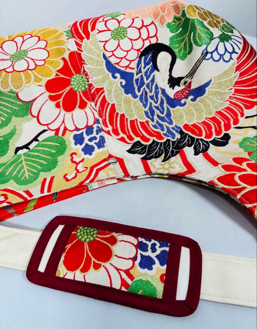 帯バッグリメイク　771番アシンメトリーBIGリバーシブル(肩あて飾り付き)