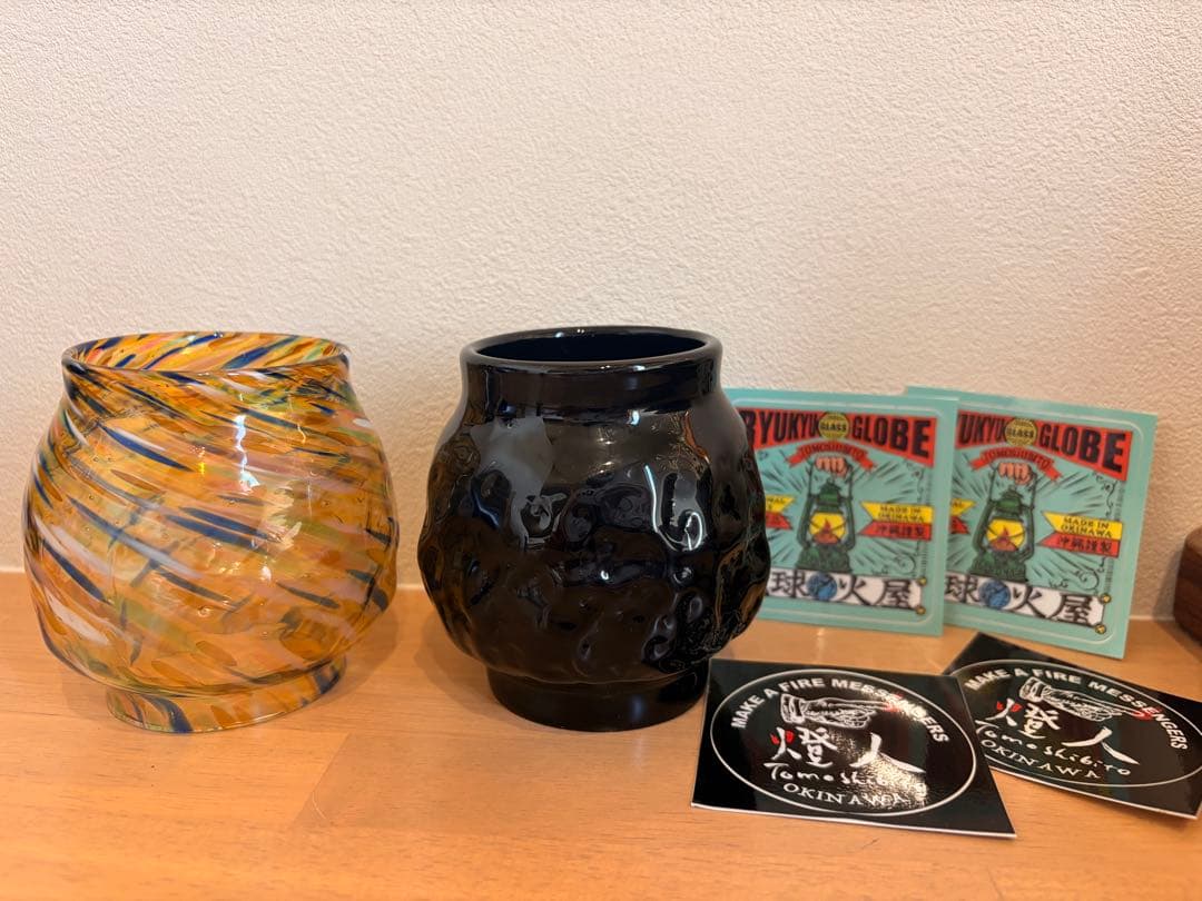 琉球ガラス　tomoshibito ランタングローブ2点セットfeuerhand