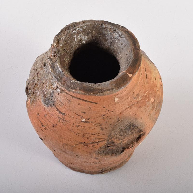 信楽焼　古信楽　蹲（うずくまる）壺　小壺　時代箱　M　R7874C