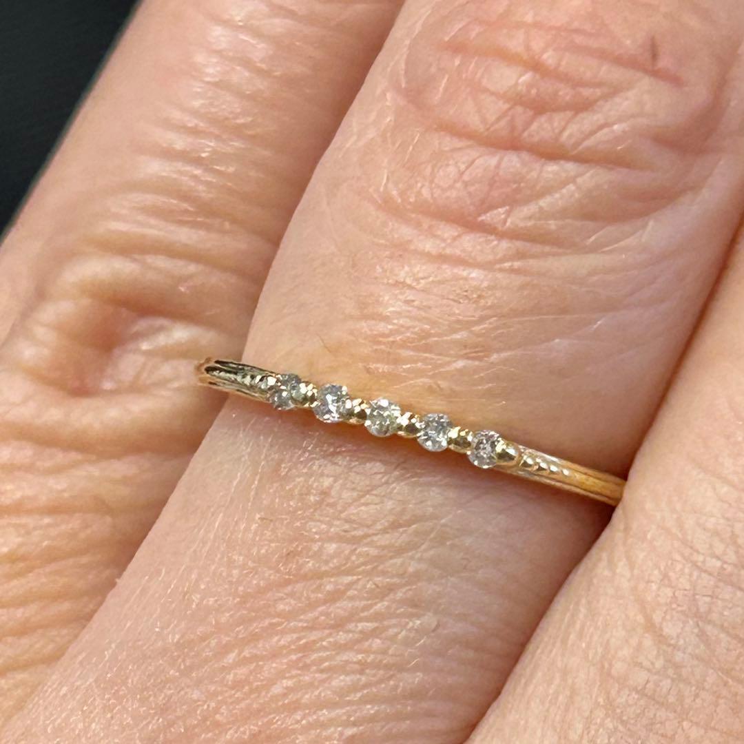 アガット　agete K18 ダイヤモンド　リング　5石　指輪　18金